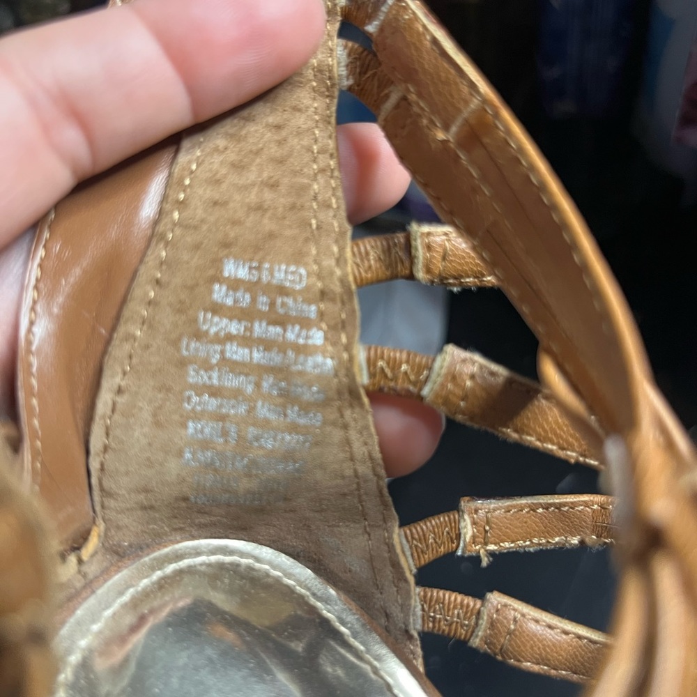 JENNIFER LOPEZ, Brown, Lace Up Heel Sandals, 6 1/2